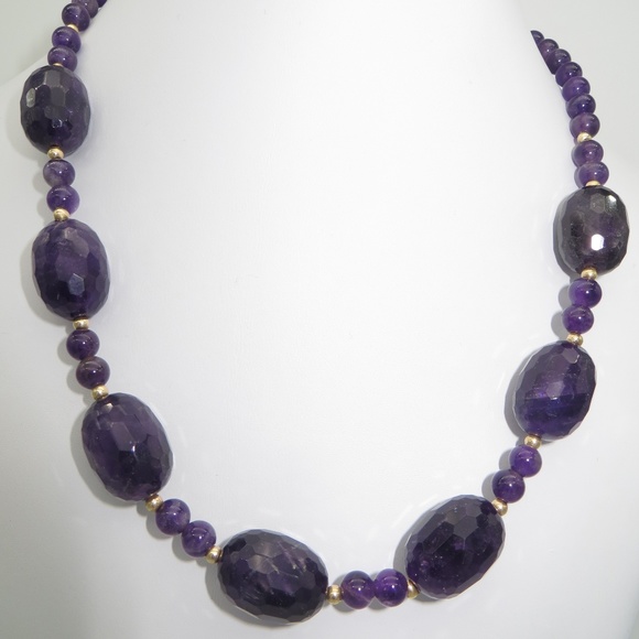 Jewelry - 14k Amethyst Large Bead Necklace-firm